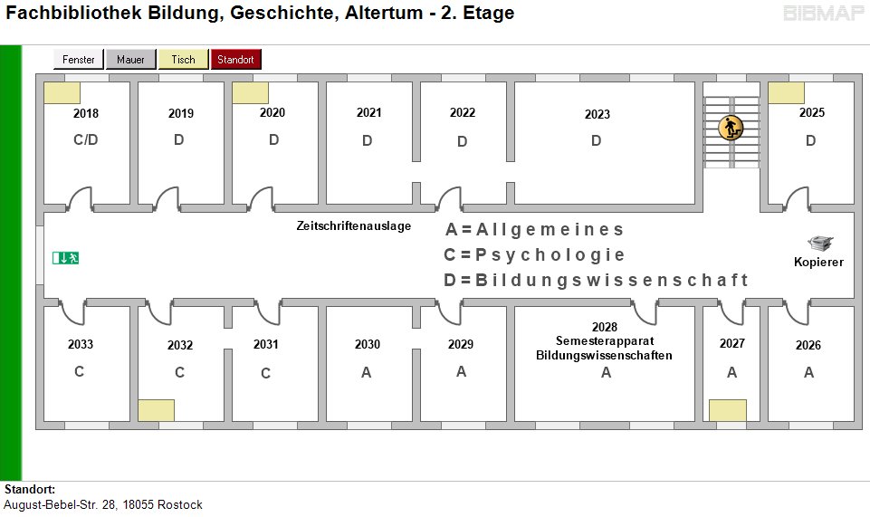 Etagenplan Fachbibliothek Bildung, Geschichte, Altertum - 2.Etage