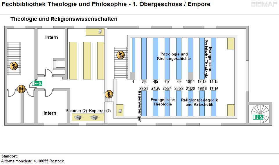 Etagenplan Fachbibliothek Theologie und Philosophie - 1. OG