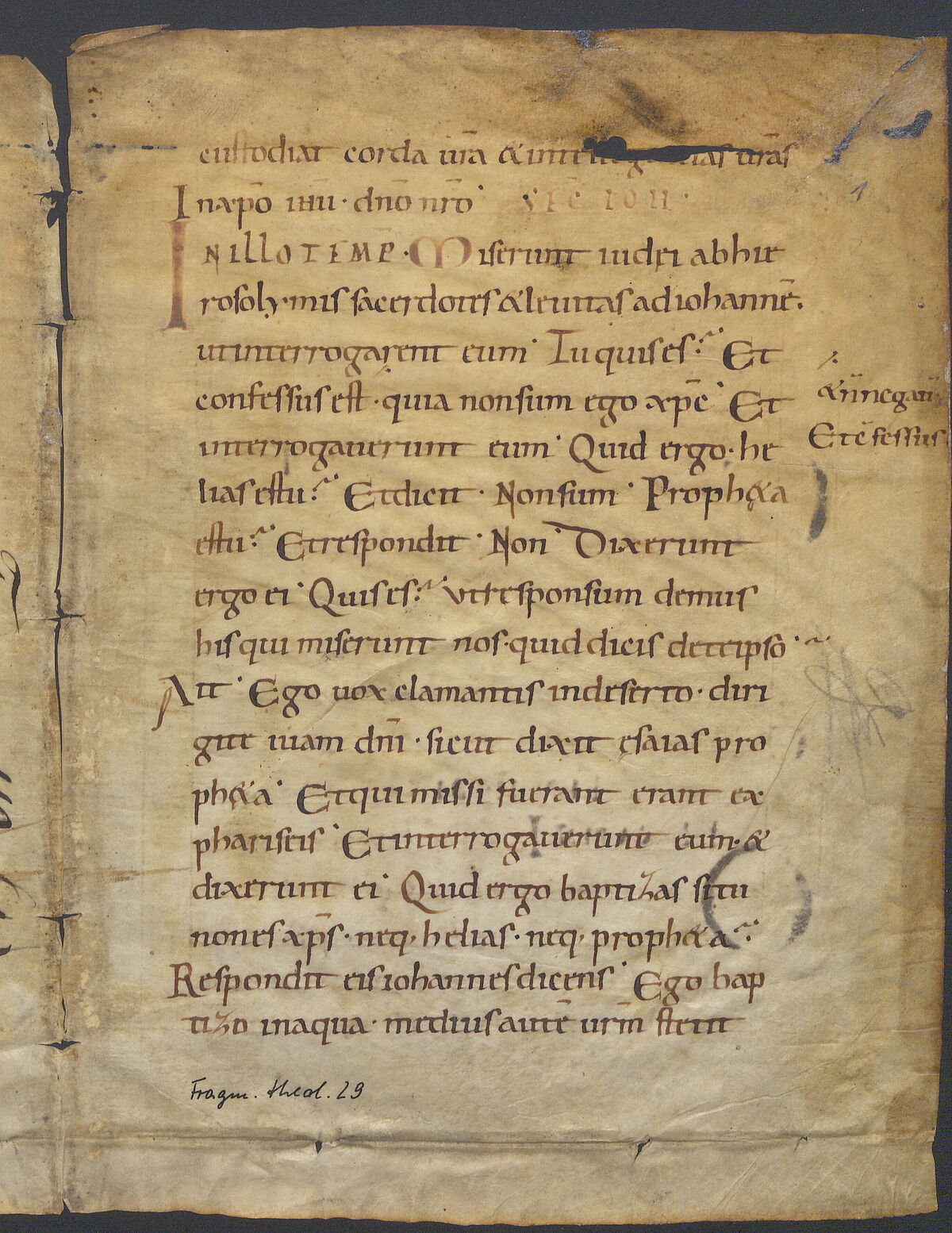 Eines der ältesten handschriftlichen Fragmente im Bestand der der UB Rostock aus dem 10. Jahrhundert