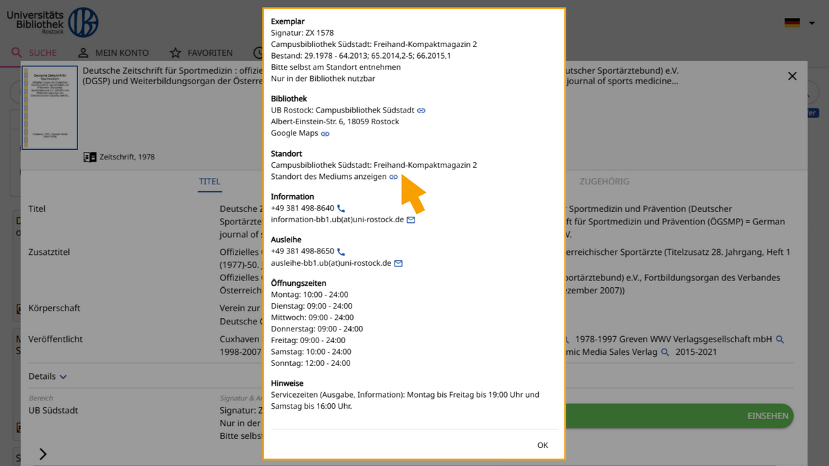  Anzeige Informationen Bibliothek