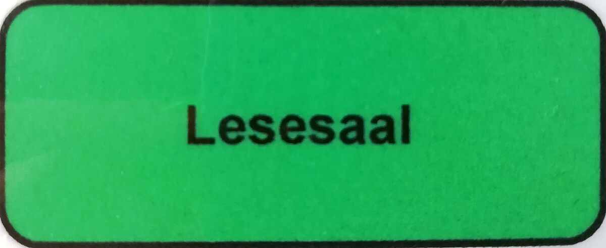 Etikett Lesesaal grün Etikett Lesesaal grün