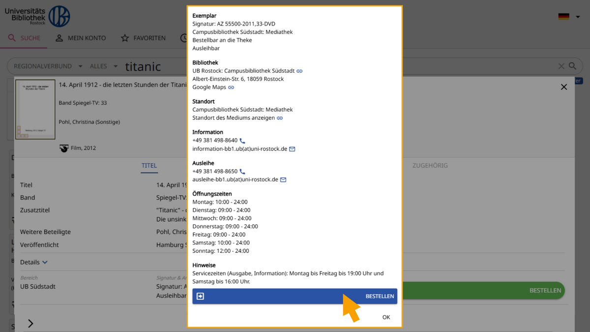 Bestellung DVD Benutzerkonto