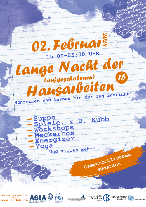 Plakat Lange Nacht der aufgeschobenen Hausarbeiten 2024