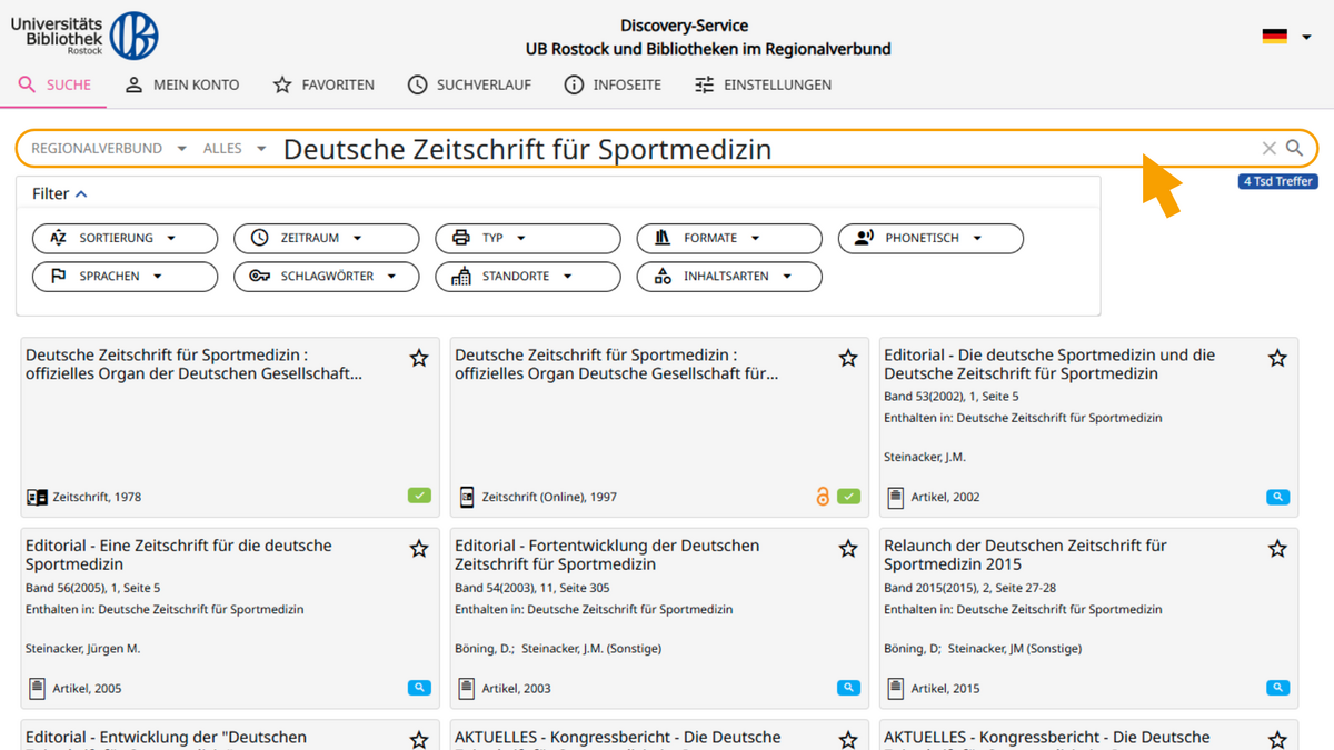 Eingabe Zeitschriftentitel