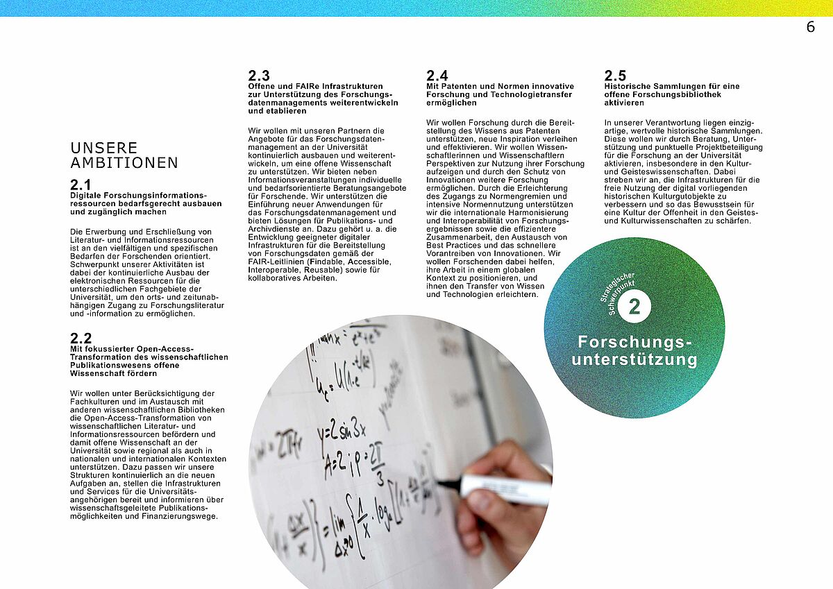 Seite zur Ambition Forschungsunterstützung im Strategiedokument Universitätsbibliothek Rostock